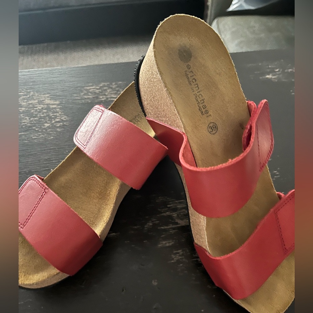 Red Leather Women Sandals sz8
